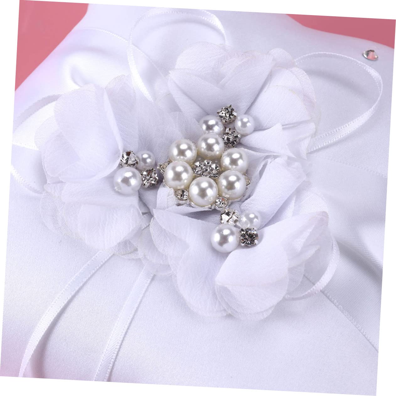 SHOWERORO 4stücke Teiliges Hochzeit Ringkissen Und Blumenmädchen Korb Mit Notizbuch Und Stifthalter Dekoriert Mit Weißen Blumen Für Hochzeitszeremonie