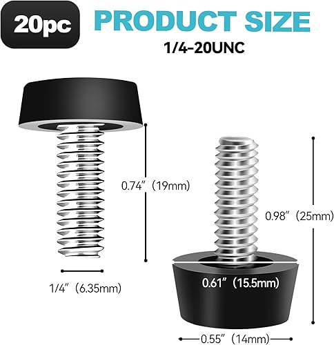 Miniatura 2 de 20 niveladores de muebles ajustables de rosca de 14 a 20 UNC roscados, patas niveladoras de mesa atornillables para sillas, gabinetes, sofás, patas