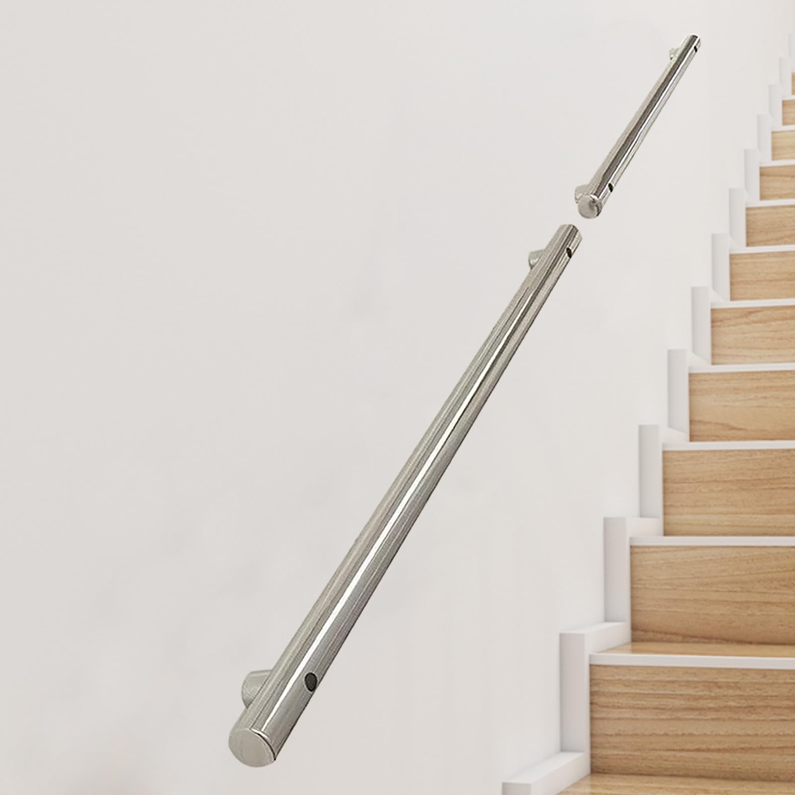 Modern Stainless Steel Handrail - Wall-Mounted Safety Railing 1m to 2m Lengths Round Pipe Design Durable & Stylish for Indoor/Outdoor Use 14ft (420cm)