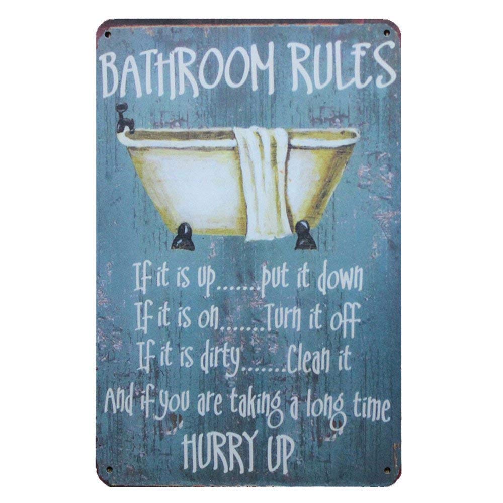Ingzzaac Metalpostera57489 Bathroom Bathroom Rule Bathtub Posterbathroom Home Bar Club Wall Decoration Funny Vintage Metal Sign Poster 8X12 Inches