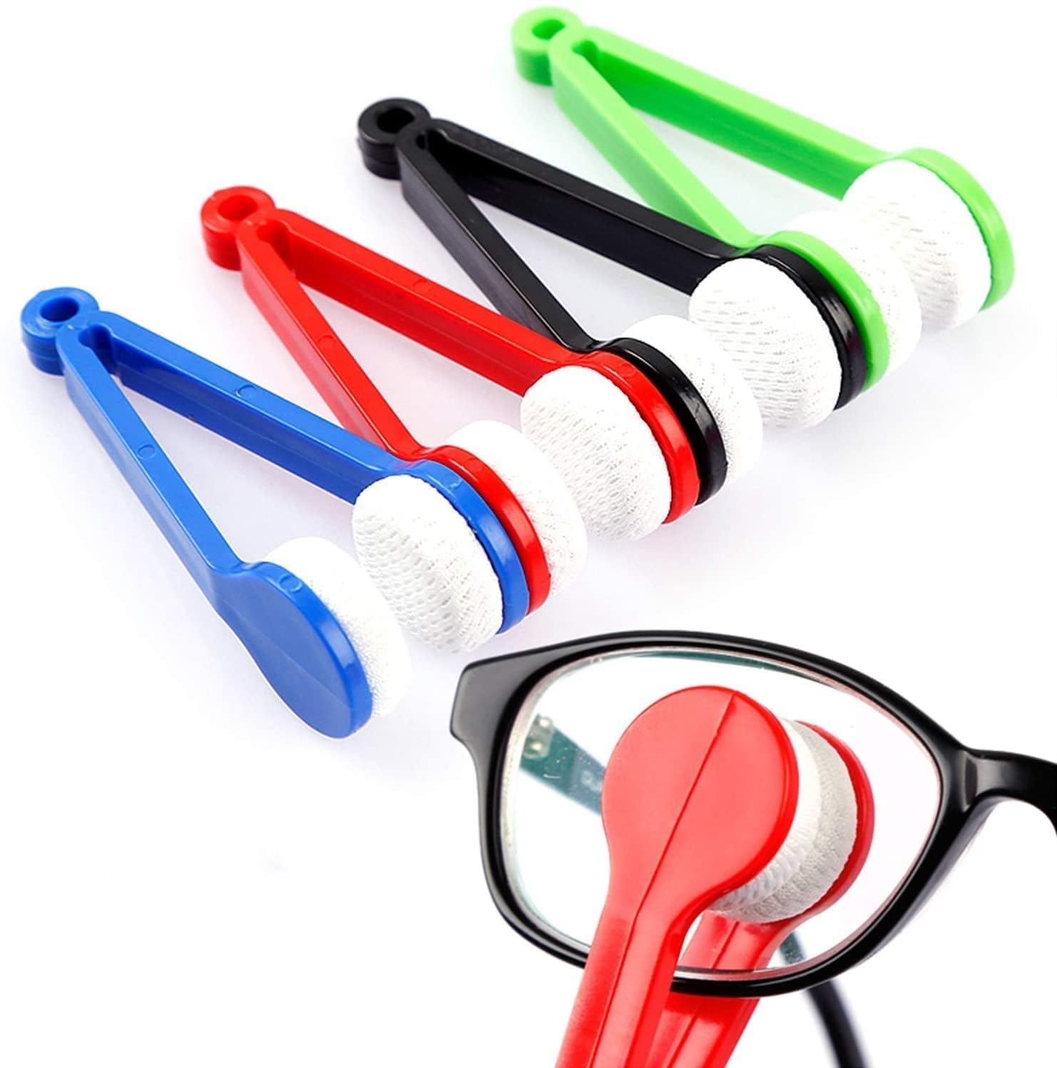 PRIMEFAIR Mini Sun Glasses Eyeglass Microfiber Spectacles Cleaner Soft Brush Cleaning Tool Mini Microfiber Glasses Eyeglasses Cleaner Cleaning Clip (Multicolor) Pack of 4