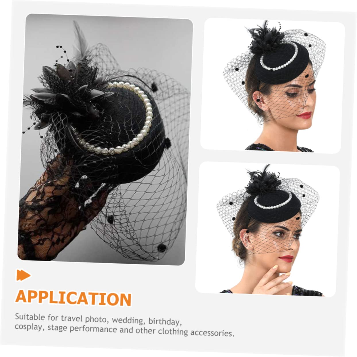Abaodam 4pezzi Fascinator da Sposa Pizzo e Perle con Piume Accessorio Elegante per Matrimoni Feste e Cerimonie Cerchietto per Party e Cosplay per Eventi Speciali