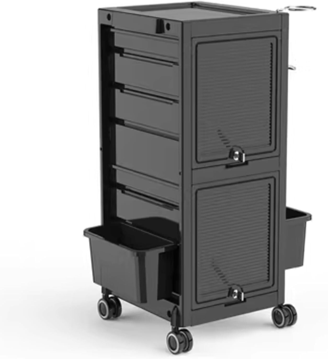 SSDDLZEQ Mobile Salon Station, Salon Cart Lockable Tool Cart Salon Trolley Salon Tray On Wheels Trolley Cart With Functional Partition Salon Rolling Cart(B)