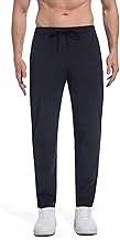 Men's Casual Easy Pants 28" Short Inseam Stretch Athletic Hiking Travel Pants Water Resistant Quick Dry