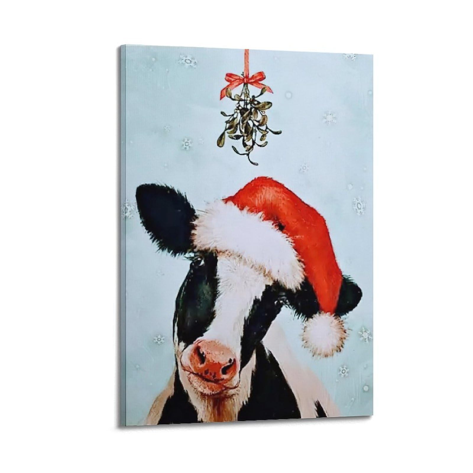 CWLLOG Stampe artistiche da parete su tela, poster creativo per festival di Natale, mucca, poster moderno, decorazione artistica per soggiorno e camera da letto, 40 x 60 cm