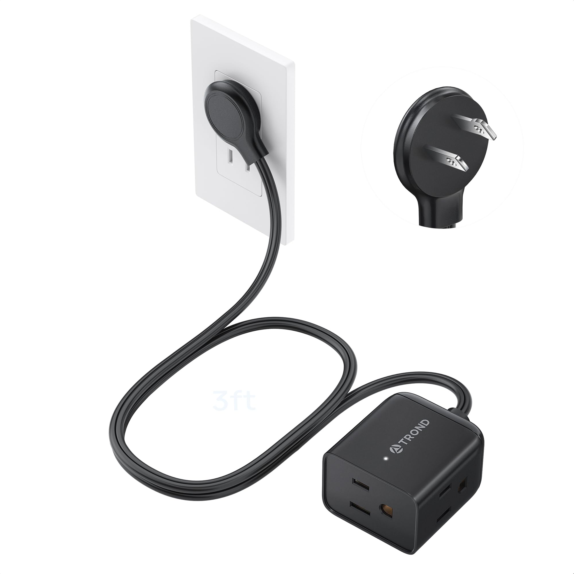 TROND 6ft Right Angle Extension Cord - Space Saving! -28 TROND 6ft Right Angle Extension Cord - Space Saving! -28