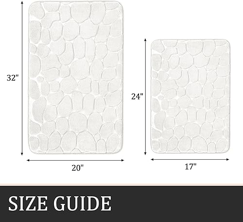 Miniatura 10 de YIHOUSE Juego de 2 alfombras de baño de espuma viscoelástica de adoquines, extra gruesas, antideslizantes, absorbentes de agua, lavables, color