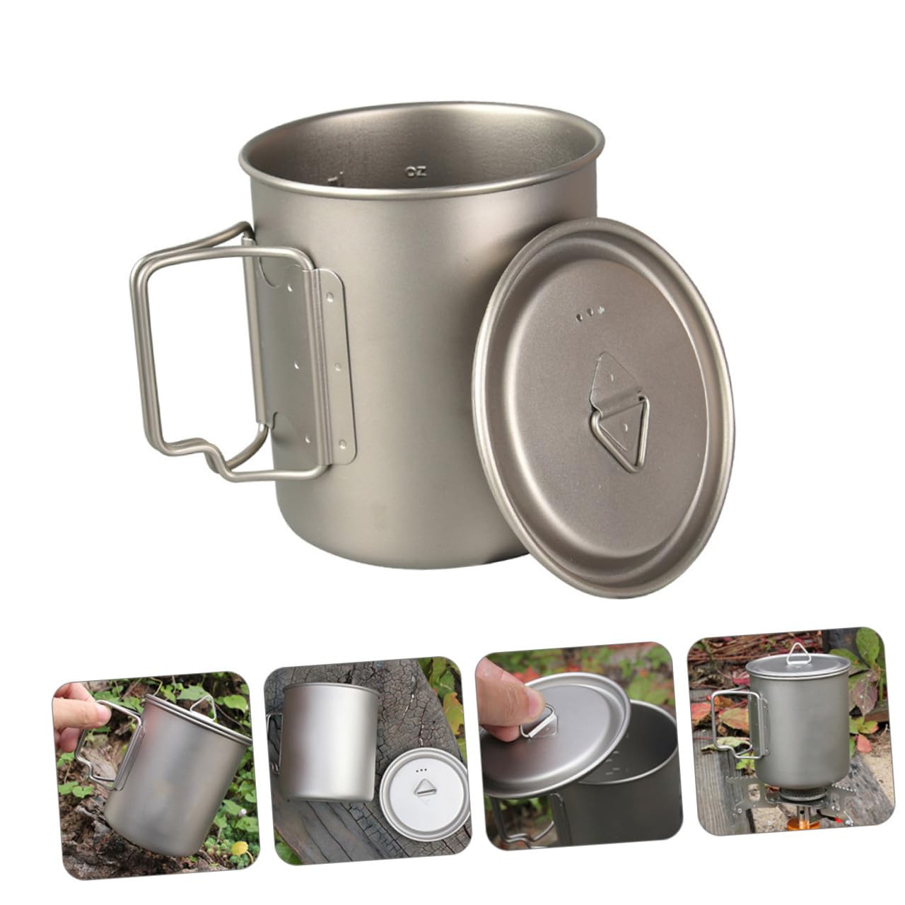 BESPORTBLE Gobelet à Poignée Pliable 750ml en Titane pour Randonnée