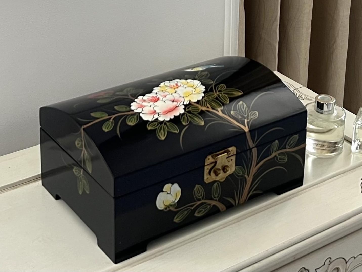 China Warehouse Direct Oriental Jewellery Box with Bird & Flower Chinese Trinket Box