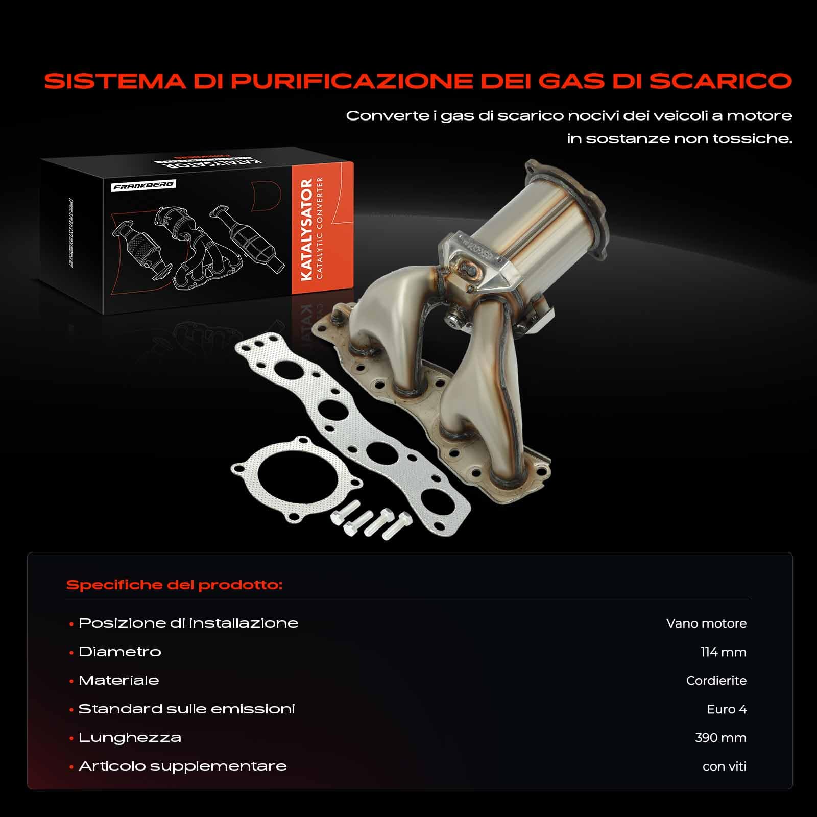 Frankberg Convertitore Catalitico Benzina Compatibile con Swift III EZ MZ 1.3L SX4 EY G.Y 1.6L Liana Compatto 1.6L SX4 Berlina G.Y RW 1.6L SX4 EY G.Y 1.5L Replace# 1411055GASH02