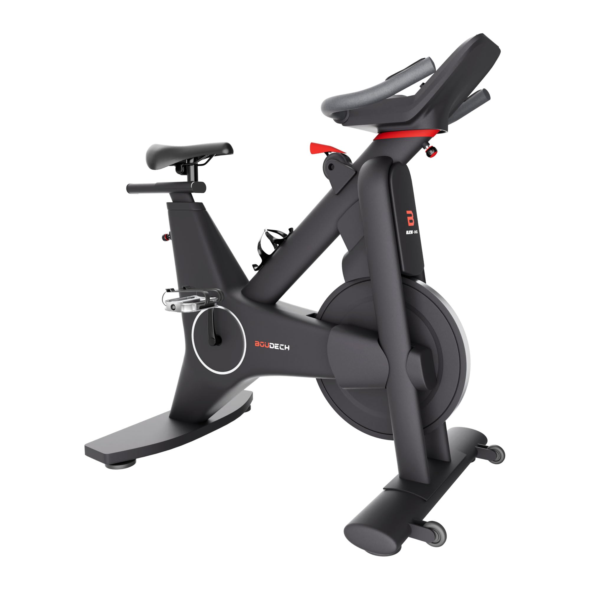 Boudech Aliena 2400 - Spin Bike Cyclette da Corsa con Volano 24 Kg Resistenza Elettrica con Display e Porta Tablet Nera