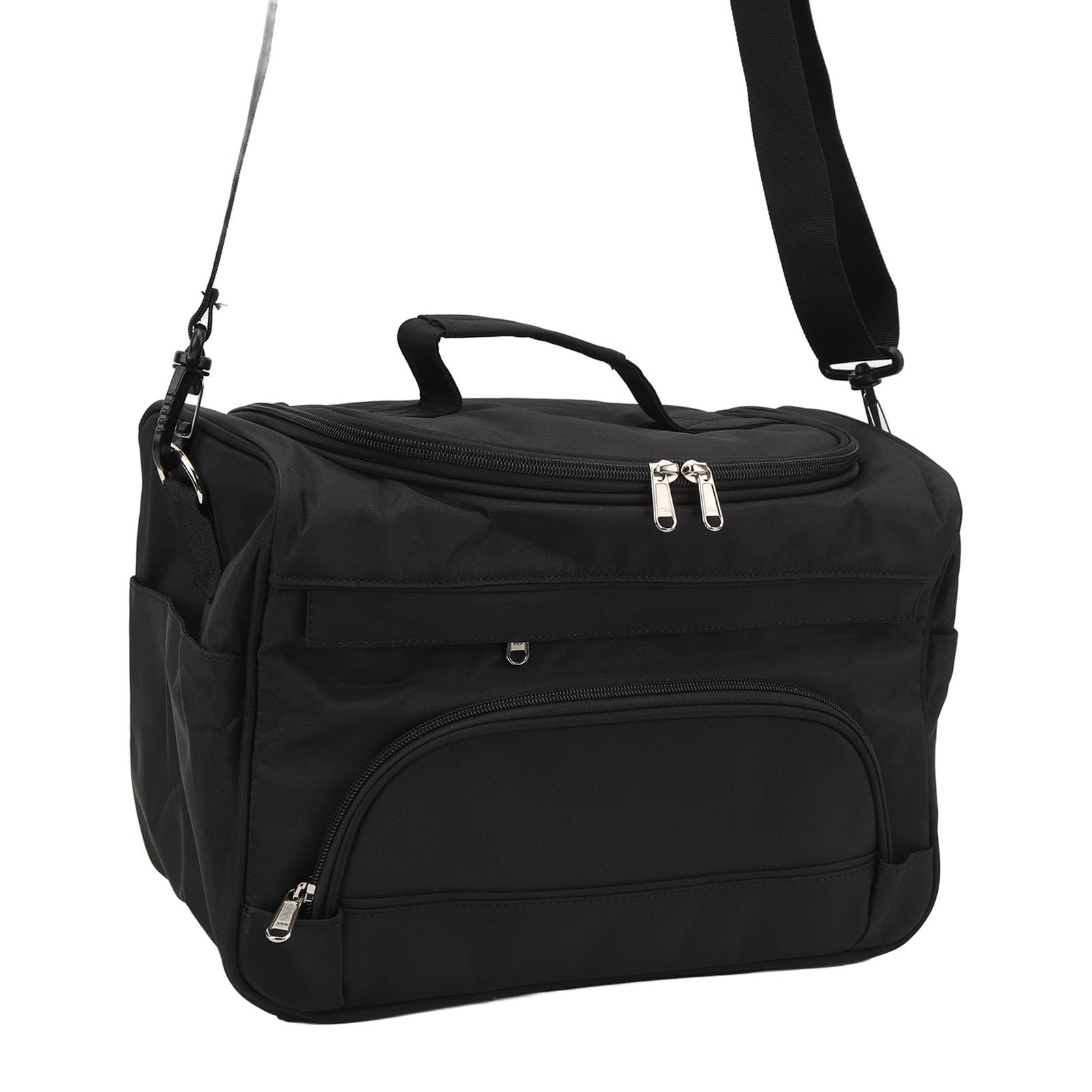 Borsa di stoccaggio multifunzione, borsa viaggio per il trucco di grande capacità con chiusura a zip e tracolla, organizer per cosmetici in tessuto oxford per strumenti