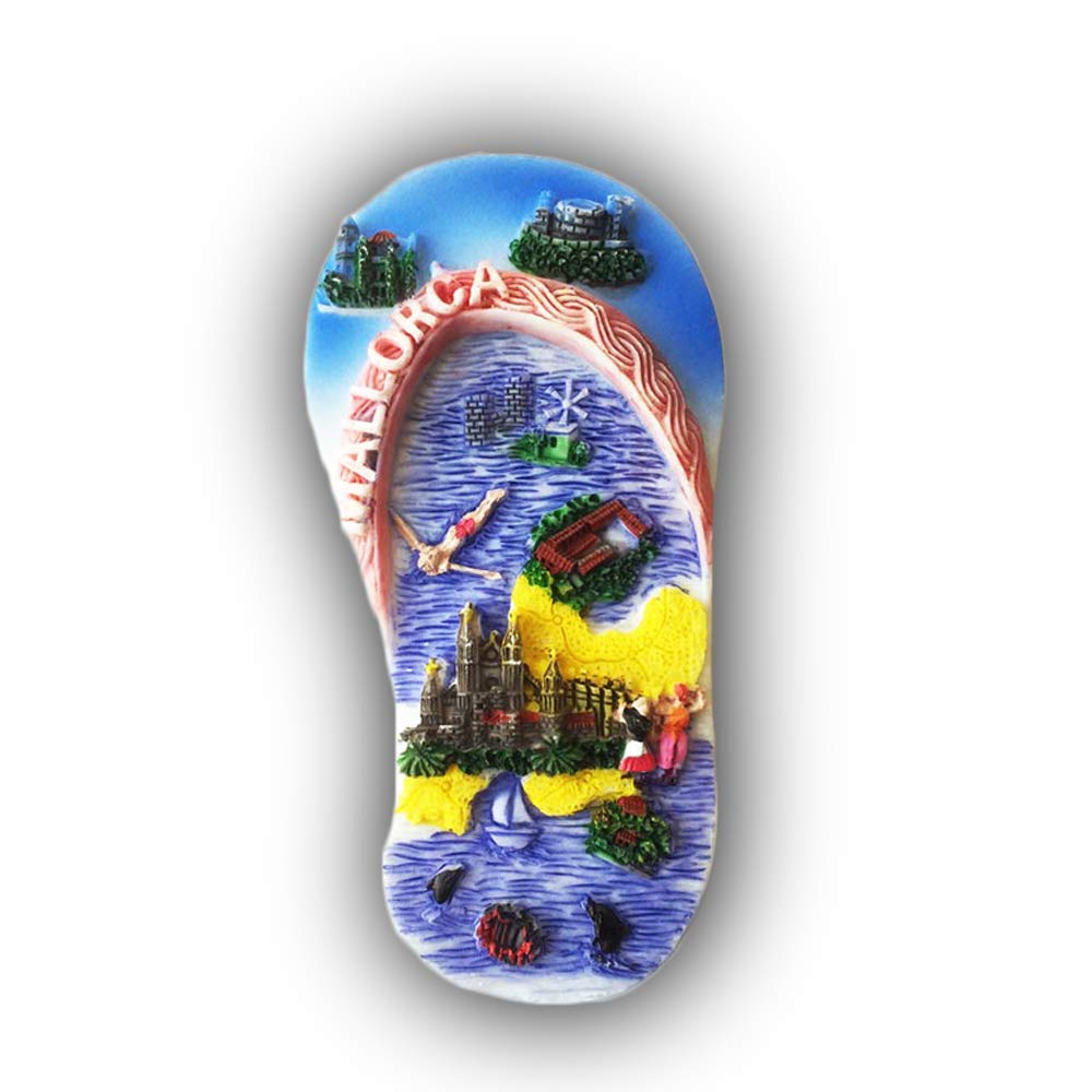 Wedarego Mallorca Spain 3D Slipper-Shaped Refrigerator Magnet Tourist Souvenirs Resin Magnetic Stickers Fridge Magnet Home & Kitchen Decoration From China