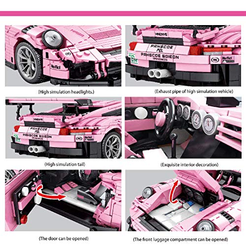 Mocdiy Technik Auto Bausteine, Sportwagen Modell Bauset, 1063 Klemmbausteine Technik Konstruktionsspielzeug Kompatibel… – Bild 4