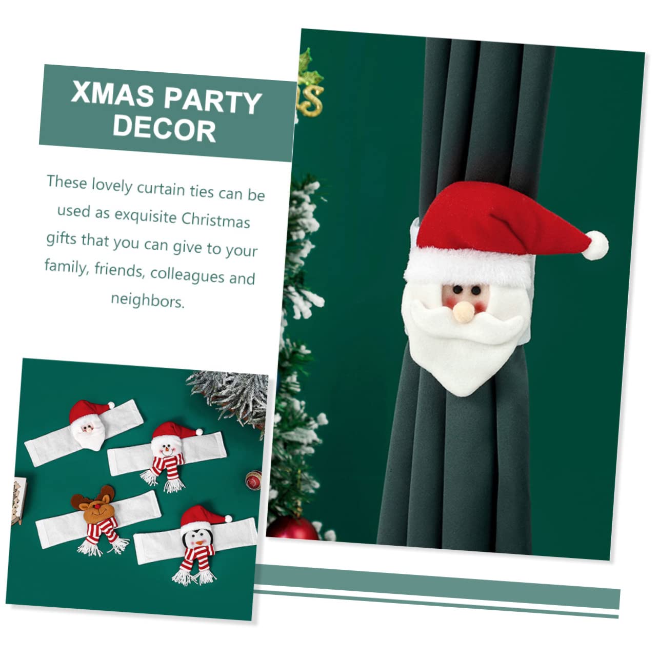 Amosfun 4 Ensembles Embrasses De Rideaux De Noël en Or pour Rideaux Guirlandes Crochets pour Embrasses De De Fenêtre Décorations Cravates 4 pièces * 4