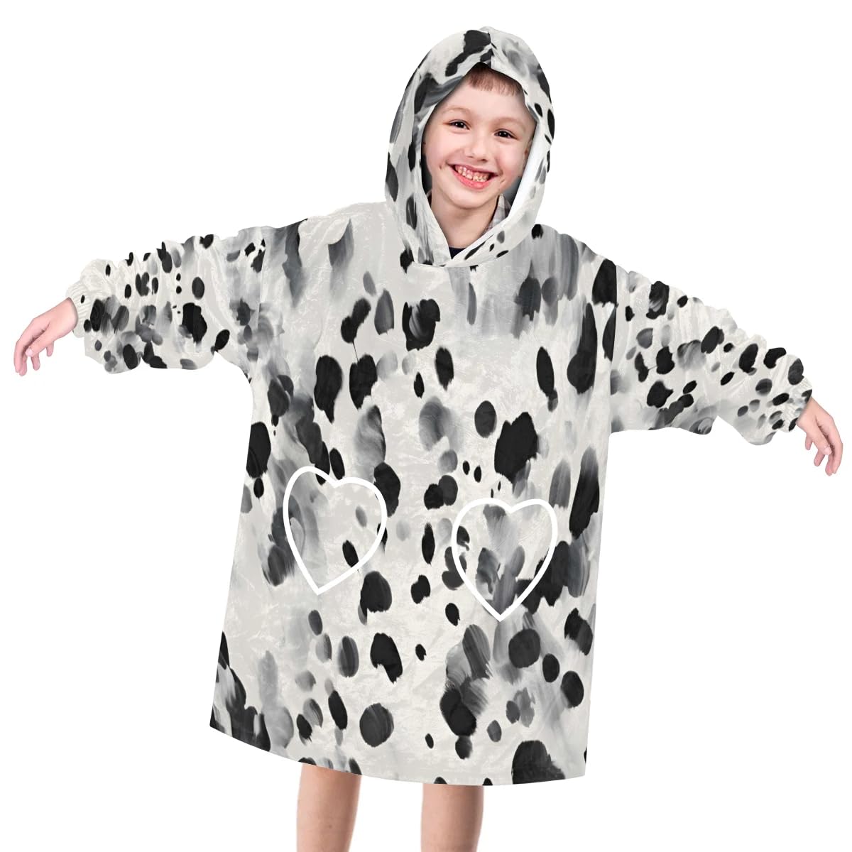 Wearable Blanket Hoodie for Kids, Fashionable Leopard Print Fleece Sweatshirt Blanket Oversized Blanket Sweatshirt with Pocket Flannel Warm Hooded Blanket 6-10 Year Old Girl Boy Gift, One Size