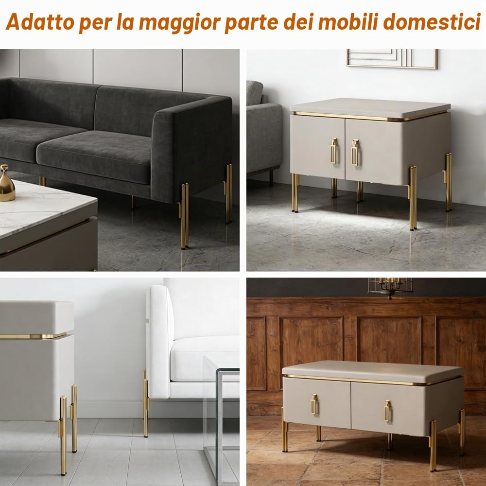 4Pezzi Piedini per Mobili inMetallo Dorato con Viti perArmadietti