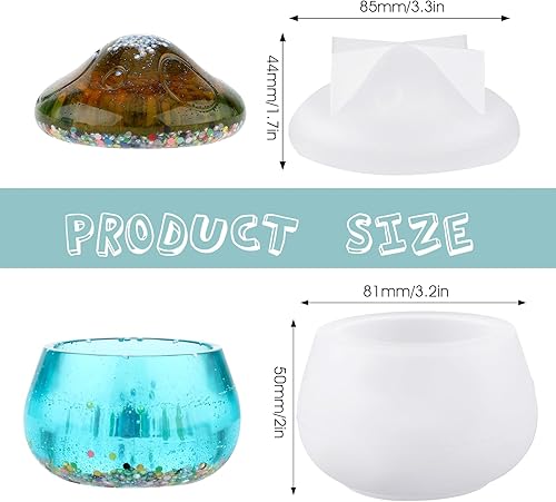 Miniatura 2 de Moldes de resina para tarro de hongos, moldes de silicona con tapa para botellas de almacenamiento de bricolaje, joyero, portavelas, contenedor de