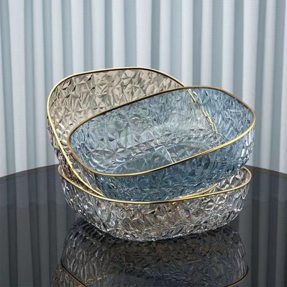 Hbluefat 3Pcs Fruit Plate, Reusable Translucent acrylic Fruit Basket Tray Container Fruit Bowl Organizer for Snack, Fruit, Nut, Dessert, Eggs, Vegetables