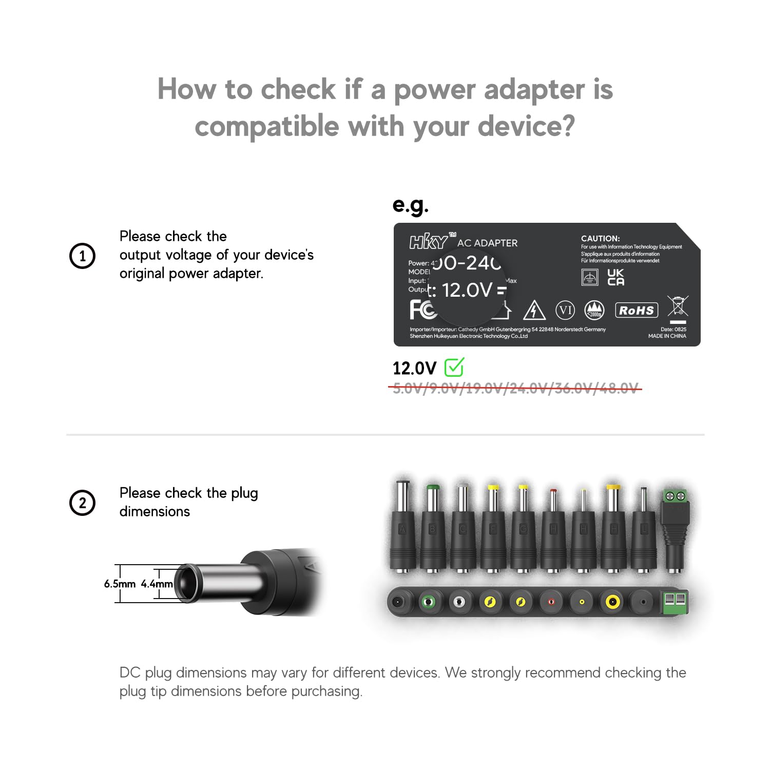 HKY Alimentation 12V 3,5A, Chargeur Universel 12v 2A 2.5A, Adaptateur Secteur AC/DC 100-240v 50/60hz, Transformateur 220v Prise Cable, Power Adapter Supply pour Lecteur DVD TV LED,Disque Externe