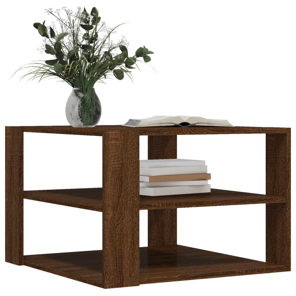 Homgoday Tavolino da caffè in rovere marrone, 59,5 x 59,5 x 40 cm, in legno ingegnerizzato, tavolino da tè per soggiorno, sala d'accoglienza degli ospiti, camera da letto e ufficio