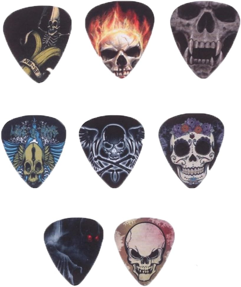 Bufferman Printed Human Skull Design 0.71 mm Guitar Picks (Pack of 8)