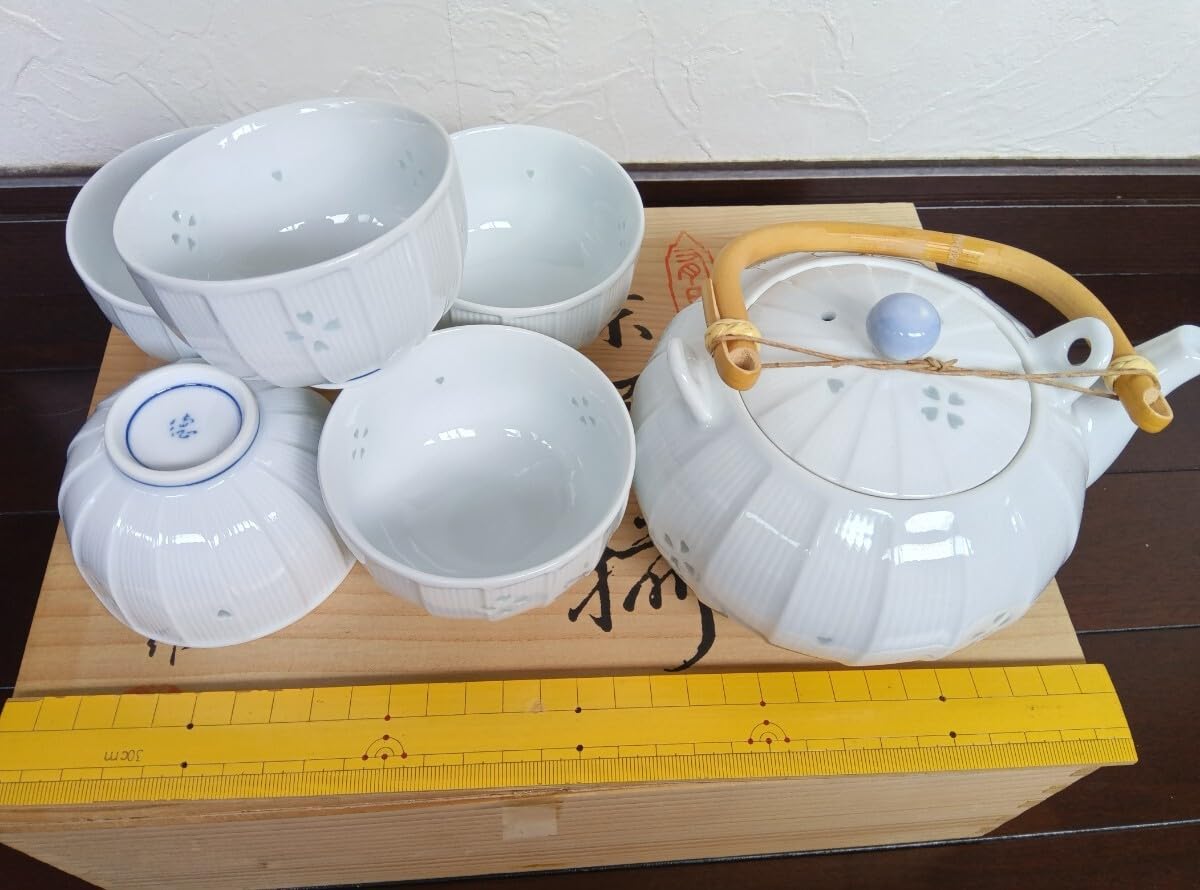 Amazon.co.jp: 有田焼煎茶道具セット5客湯飲み急須白磁陶器高級伝統