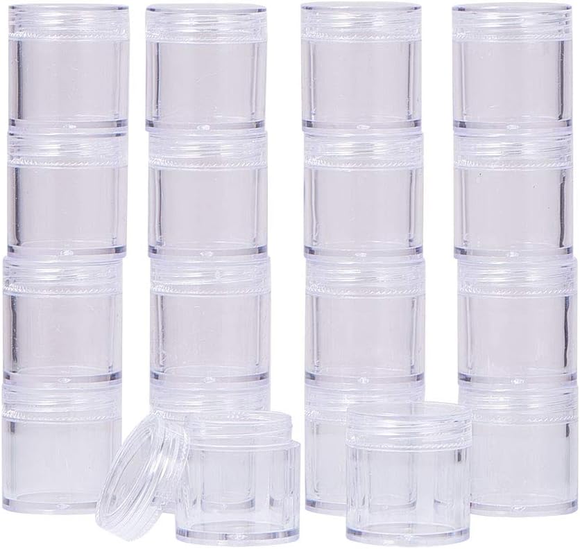 PH PandaHall Women's Elite About 24 Pcs Round Clear Empty Plastic Cosmetic Samples Container Pot Jars With Screw Lids 32X31Mm For Make Up Eye Shadow Nails Powder Gems Beads Jewelry Small Items 10ml (6