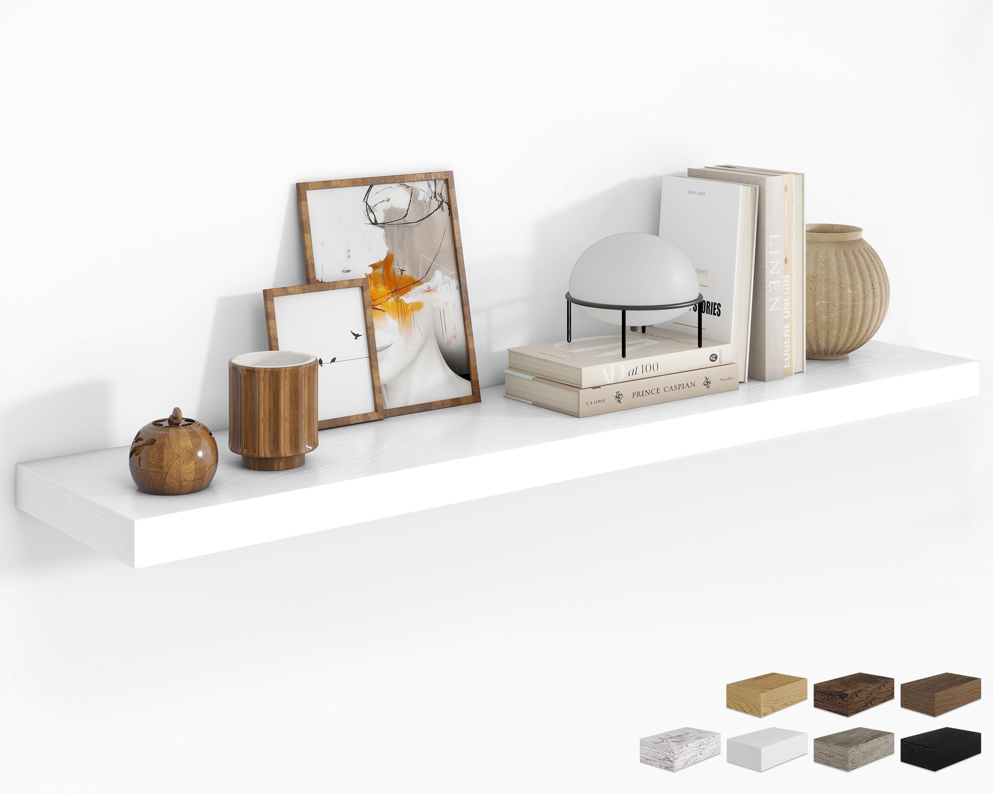 RICHFOCUS Long Floating Shelves for Wall 1Pack, White, 55" Lx8 D
