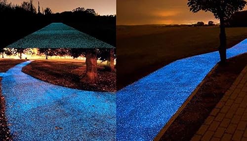 Miniatura 5 de Piedras de jardín que brillan en la oscuridad para pasarela y decoración (azul 400 unidades)