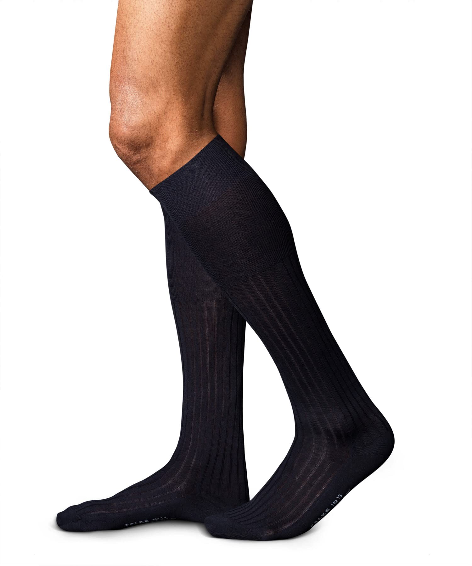 FALKE uomo No. 13 calzini lunghi traspiranti cotone brillantezza dei colori rinforzati morbidi cuciture piatte alla punta a coste sottili tinta unita per look casual eleganti lavoro 1 paio