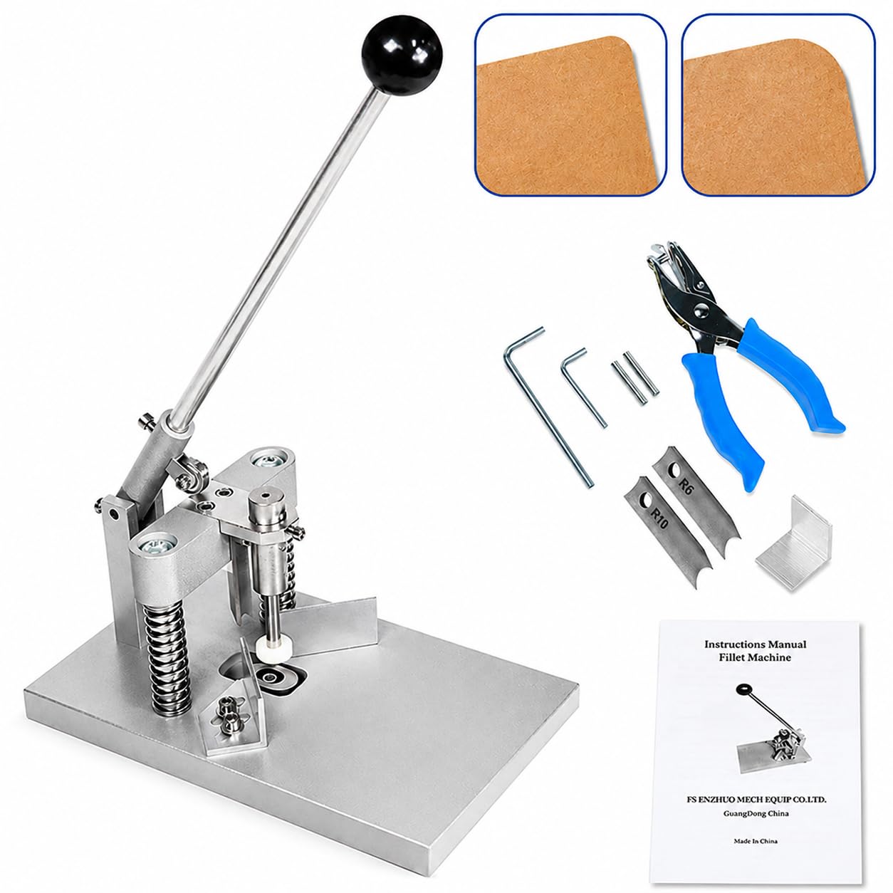 Robuster Eckenrunder, 30 mm dick, manueller Eckenrunder, Papierstanzmaschine mit R6 mm R10 mm Klingen/Stanzformen für Papier, Karton und Laminat, Visitenkarten