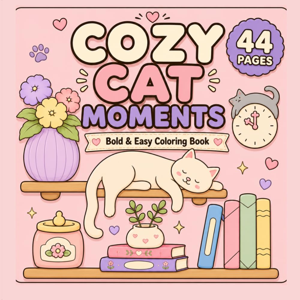 Cozy Cat Moments: Bold & Easy Coloring Book