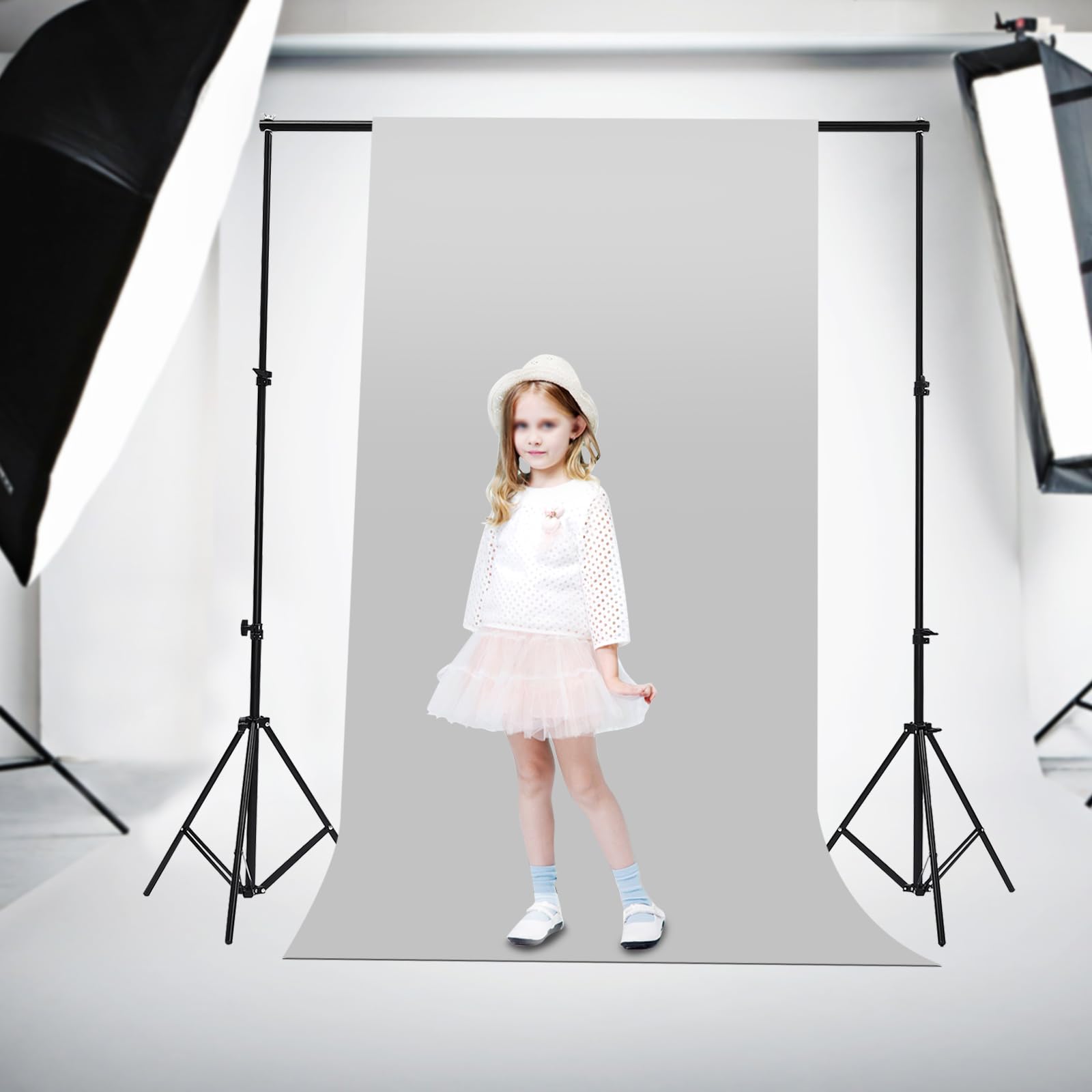 2x3m Support de Fond Photo, Support de Fond Réglable avec Base Triangulaire, 3 Pinces et 1 Sac, Réglable de 3m de Large, pour Studio, Diffusion en Direct et Mariage