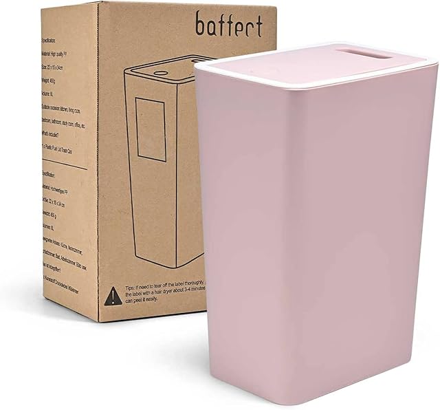 Push Top Lid Bin Garbage Can Trash Waste bins,BAFFECT® Rubbish Recycle Bin Dustbin Recycling Garbage Kitchen Waste Bins Waste Trash Can for Kitchen Bathroom Bedroom Living Room Office 8L(Pink)