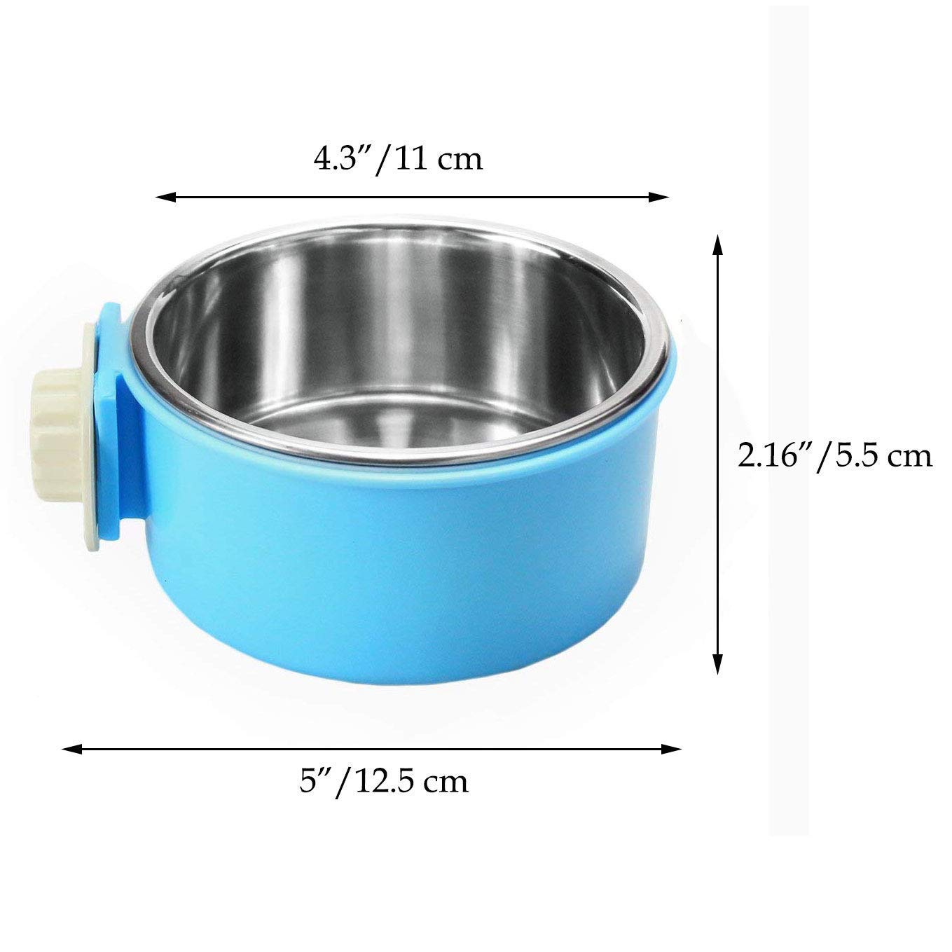 blue plastic dog bowl