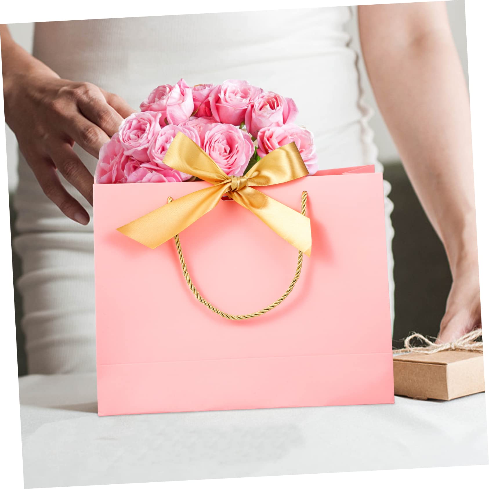 Healeved 10stücke Papier Geschenktüten Mit Henkeln Geschenktüten Mit Schleife Für Partys Geburtstage Feiertage Und Feste Zum Verpacken