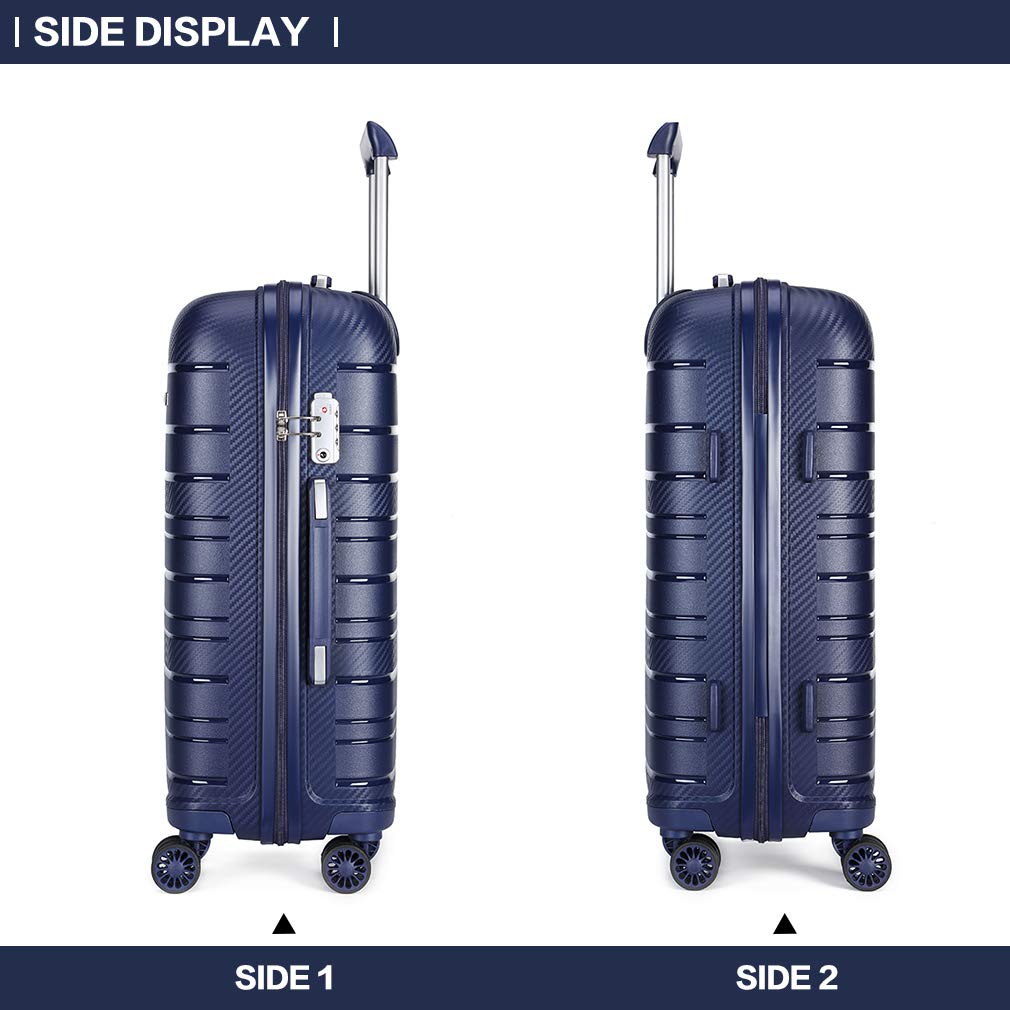 KONO Valigia Media 65cm Rigida in Polipropilene Trolley Valige con TSA Lucchetto e 4 Ruote, Marina Militare