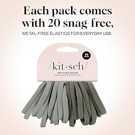 Kitsch Nylon Hair Ties for Girls & Women - No Snag, Pain-free Hair Ties No Damage Ideal for Ponytails, Updos & Braids | Ideal Gifts for Women, 20pcs Eucalyptus
