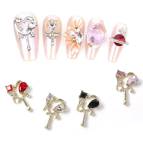 Miniatura 5 de 16 piezas de diamantes de imitación de aleación 3D de corazón para uñas acrílicas, gotas de lava en forma de corazón, gemas de arte de uñas,