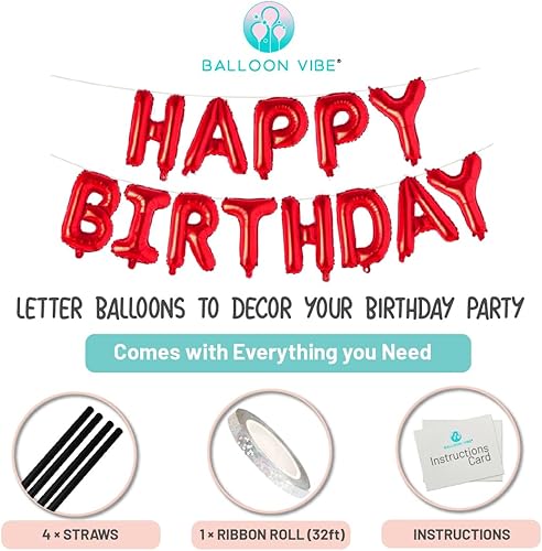 Miniatura 3 de Cartel de globos de feliz cumpleaños, letras de papel de aluminio de Mylar de 16 pulgadas para decoración de cumpleaños, letrero de globos de feliz