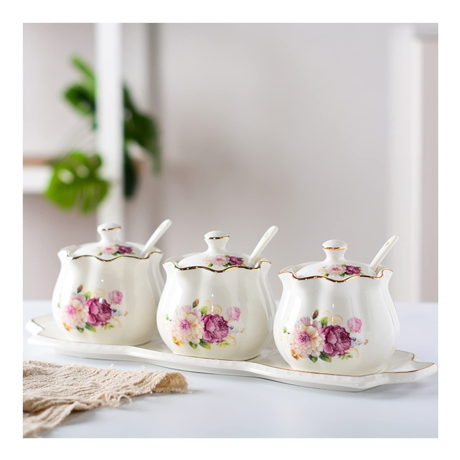 Dispenser per spezie Portaspezie Vaso per condimenti in ceramica Forniture da cucina Scatola per condimenti Scatola per condimenti per uso domestico Sale Aceto MSG Condimento Pot Condimento Spezie