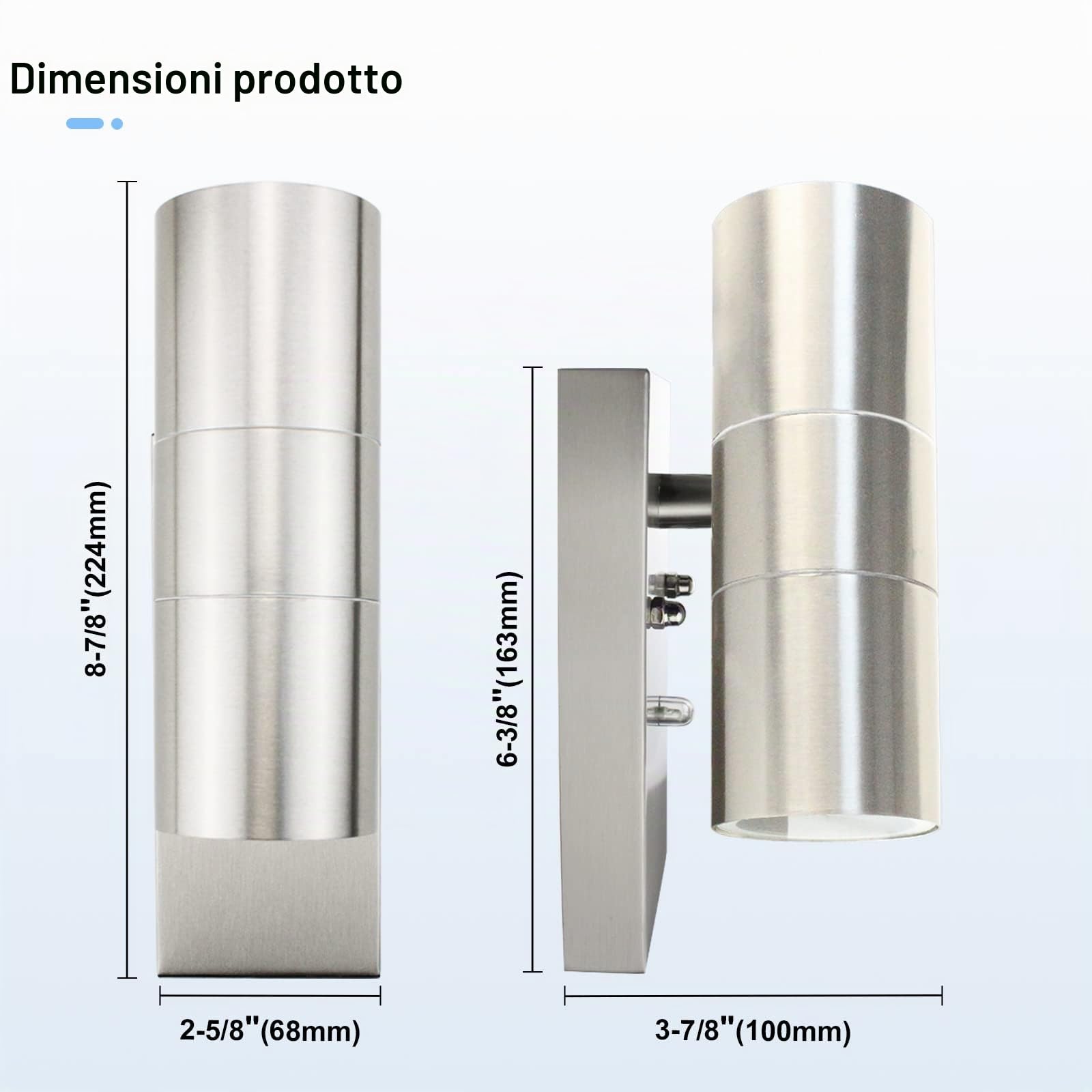 Applique Led In Acciaio Inox, Illuminazione Moderna Per Esterni Con Interruttore Crepuscolare Ip44 Illuminazione Verso L'Alto E Verso Il Basso Per, Incl. Lampadina Gu10 5w 500lm Bianco Caldo