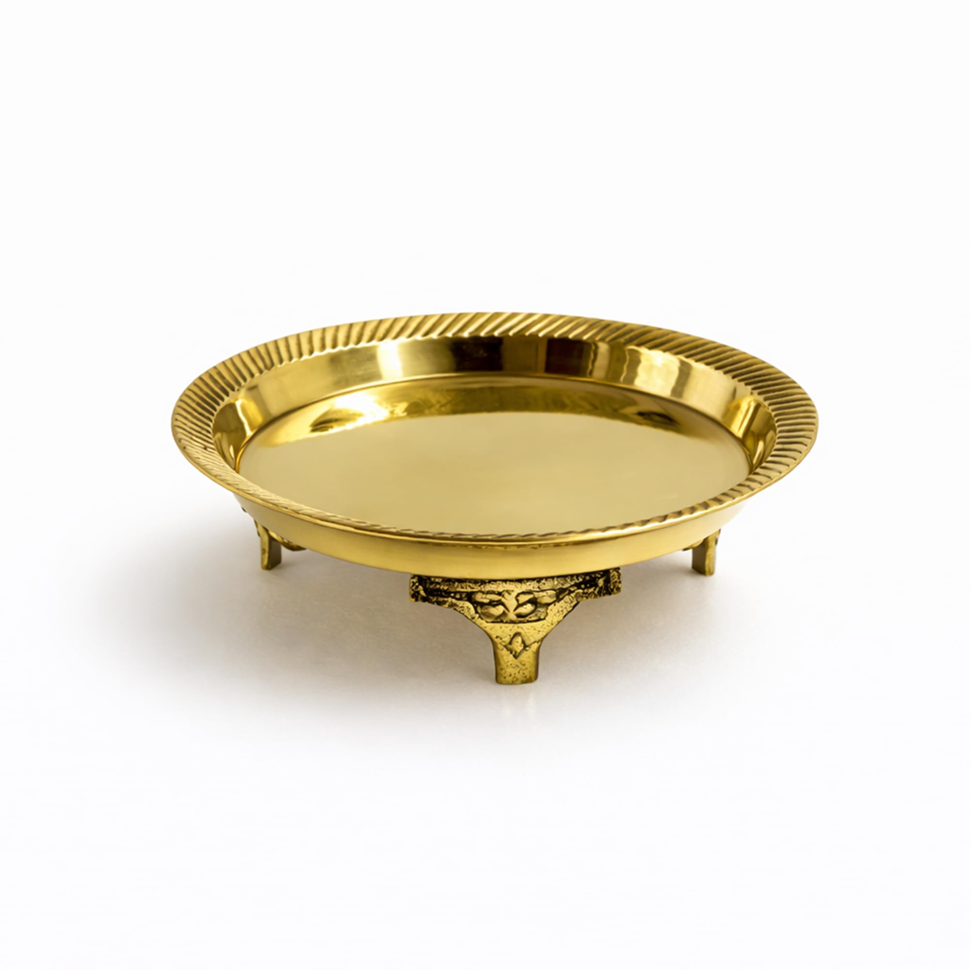 Putrika Traditional Brass Mukali|Stool|Peeta|Mukkali Trumpet|Chowki Pooja for God Idols|Brass Pooja Chowki|Traditional Indian Puja Stand-(12.5cm x 3cm) [Weight: 129gm] – (Vardhaman) Pin Tray Mukali