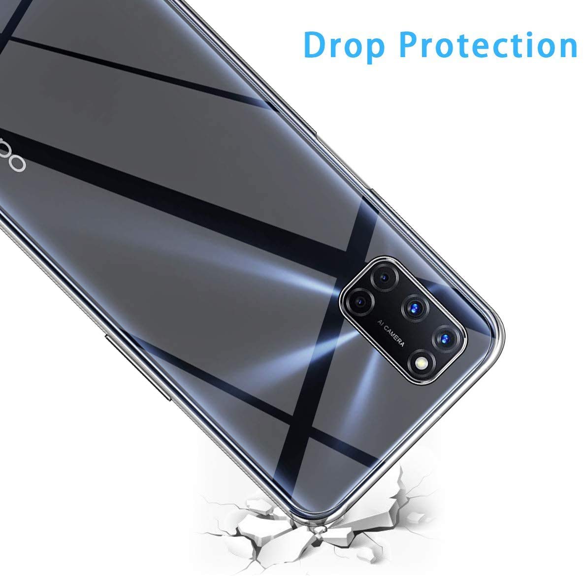 Cover Trasparente Captor Per Oppo A52 / A72 / A92 - Custodia In TPU Morbida Sottile Anti-ingiallimento - Protezione Con Bordo Rialzato - 3