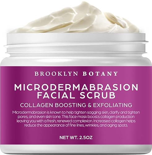 Brooklyn Botany Microdermabrasion - Exfoliante facial exfoliante de 25 onzas para apretar e iluminar la piel exfoliante facial para cicatrices de