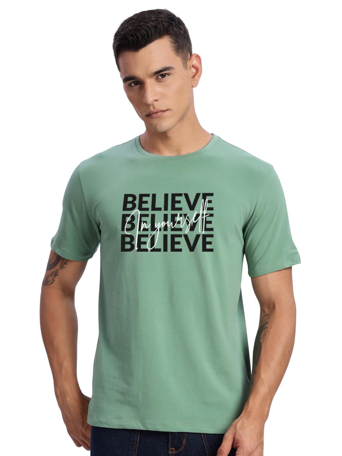 adro Men's Motivational Printed Tshirt | Regular Fit T Shirt | Cotton Lycra Stretch Fabric | Sizes S to 7XL| Believe in Yourself Graphic-picture-41