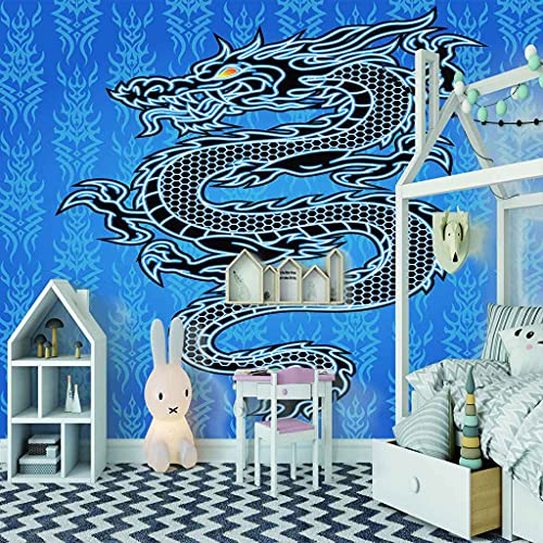Affiche murale géante dragon chinois effet trompe l'oeil 3D - 3
