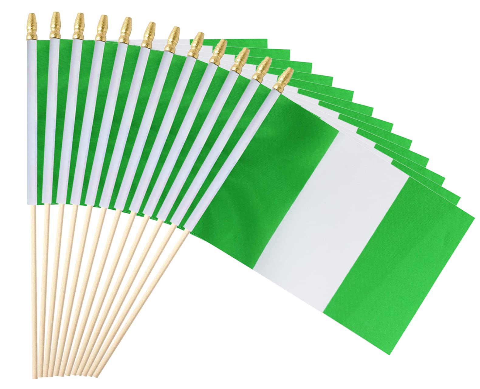 Ckexin 25Pack Small Nigeria Flag Mini Nigerian Handheld Stick Flags 5x8 Inch