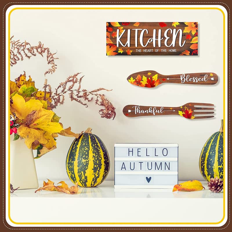 Image of Proxoto Kitchen Design Wooden Wall Hanging | Wall Hanger for HomeDecor |Wall Art | Gifts | Office | Wooden Home Decor Items|Wall Decoration | Pack of 3 (Multicolor)